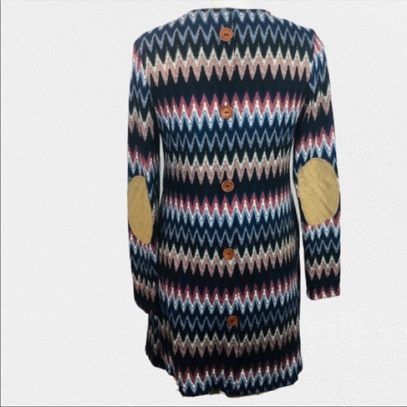 Boutique woman’s cardigan Open Front Chevron Pattern - Picture 3 of 8